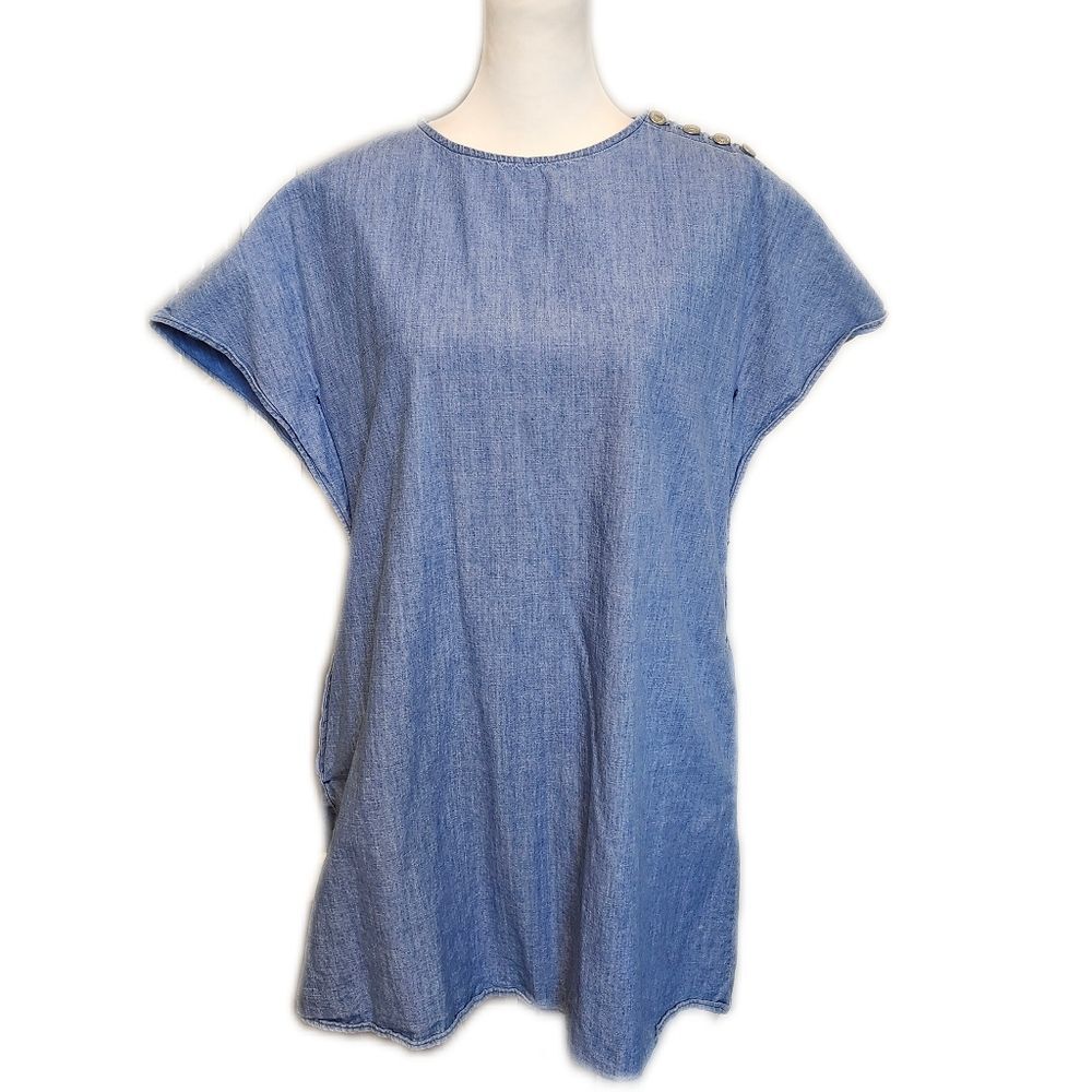 Zara Basic Z1975 Denim lightweight blue mini dress - 100% cotton - M
